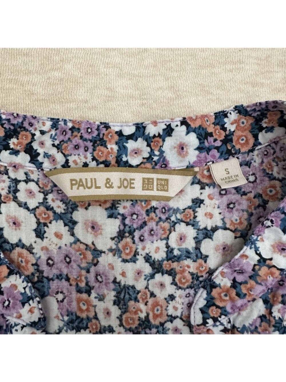 Uniqlo Floral Midi Dress Women’s Size S Cotton Pink Button Front Puff Sleeve - Picture 4 of 12